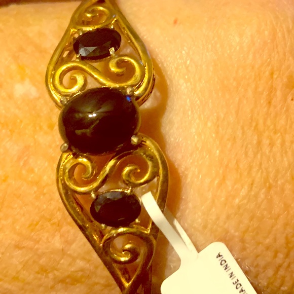 Thai black spinel oval 6.26 ct adjustable cuff - Picture 1 of 4